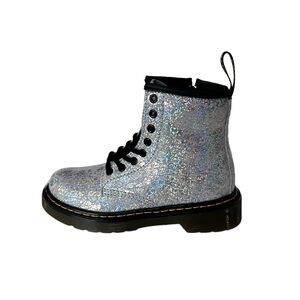 Dr. Martens 1460 Glitter Combat Boot Silver Disco Crinkle Doc Kids Size 12